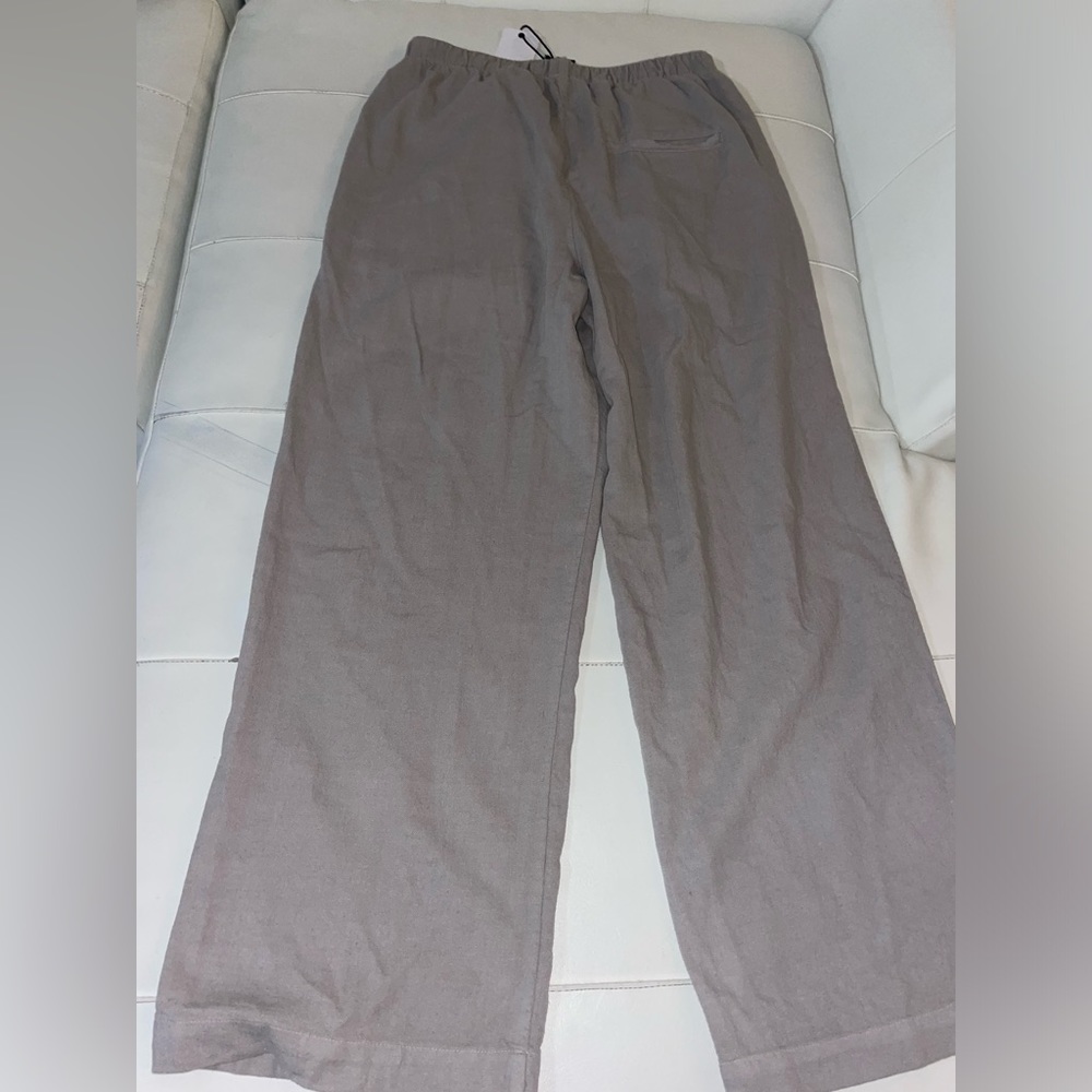 NWT BOBI linen pull on pants and cropped jacket coord set in gray lead Small - Picture 8 of 13